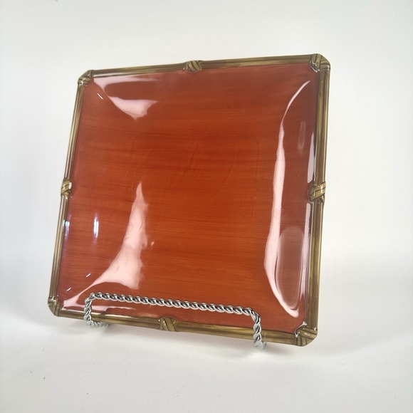 Clay Art Other - ZANZIBAR Red Bamboo by Clay Art ~ Square Salad Plates 8 Available